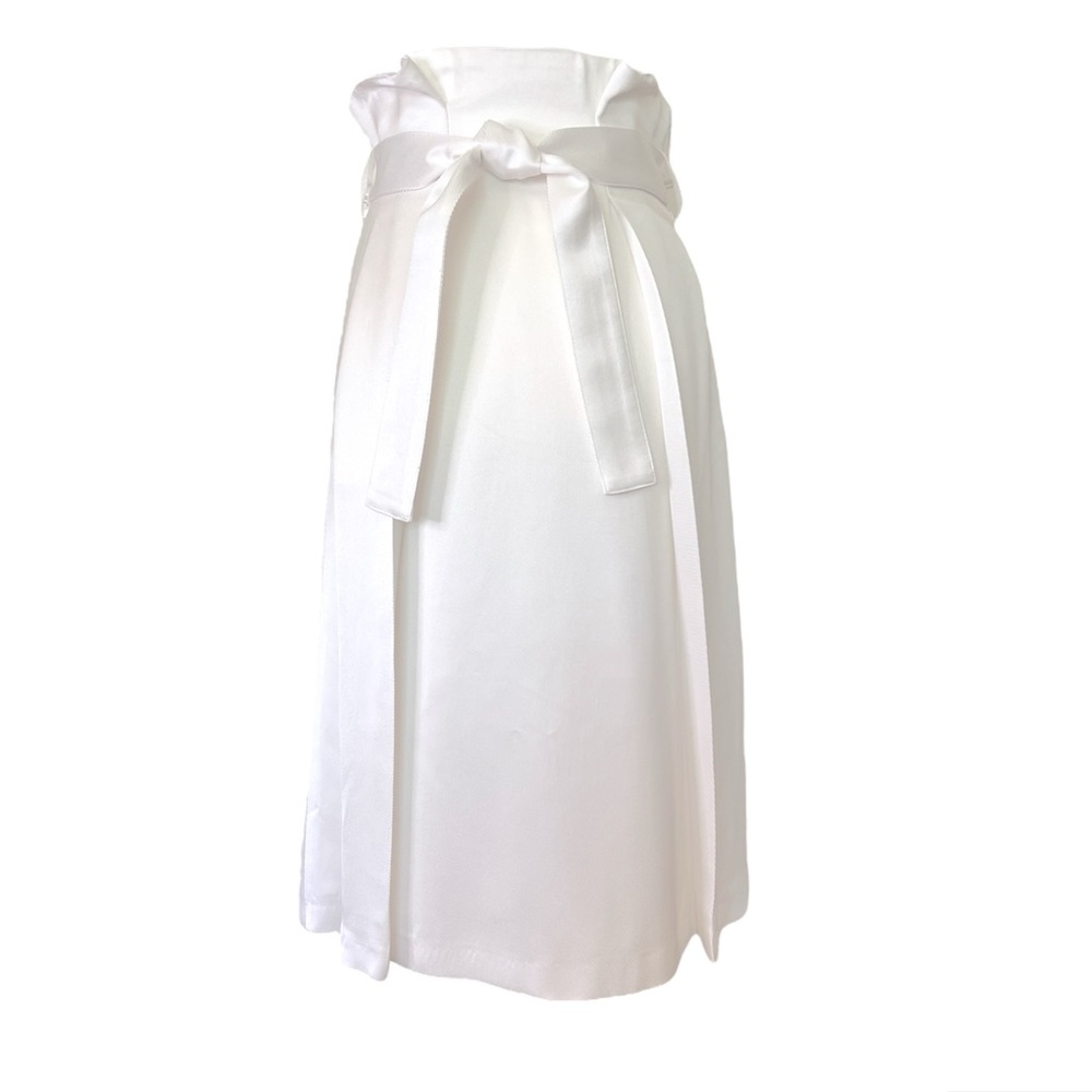 Whistles white knee length skirt, pleated, tie-waist belt, size US2/ UK6